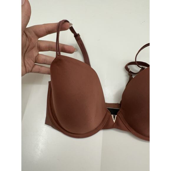 Victorias Secret Womens Bra Size 32DD Lined Demi Brown Adjustable Gold V - Picture 3 of 12